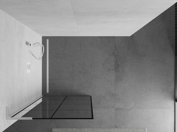 Mexen Kioto L, Walk-In zuhany paraván 80 x 200 cm, 8 mm átlátszó üveg fekete mintás, fehér profil, 800-080-103-20-77