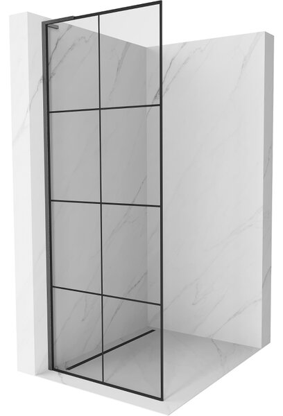 Mexen Kioto L, Walk-In zuhany paraván 80 x 200 cm, 8 mm átlátszó üveg fekete mintás, grafit profil, 800-080-103-66-77