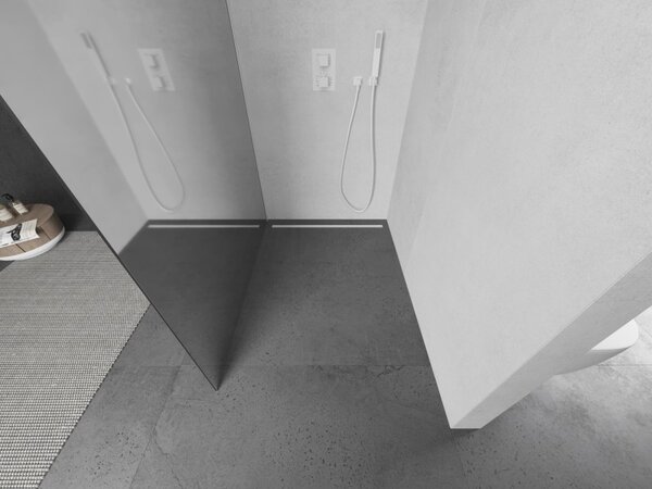 Mexen Kioto L, Walk-In zuhany paraván 70 x 200 cm, 8 mm tükörmintás üveg, fehér profil, 800-070-103-20-50