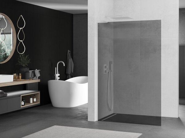 Mexen Kioto L, Walk-In zuhany paraván 70 x 200 cm, 8mm szürke üveg, fehér profil, 800-070-103-20-40