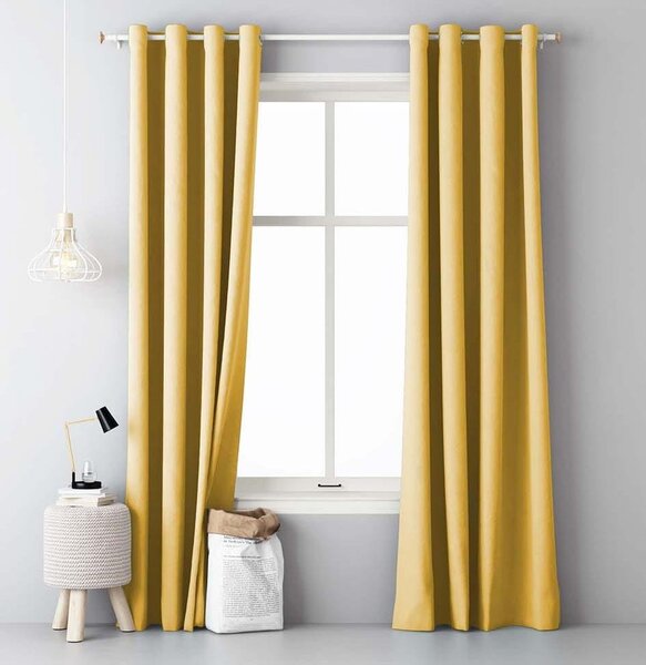 Egyszínű függöny gyűrűs függesztéssel sárga színben 140 x 250 cm