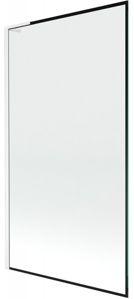 Mexen Next L, 1 szárnyas kádparaván 100 x 150 cm, 6mm átlátszó üveg-fekete mintás, fehér profil, 895-100-000-03-70-20