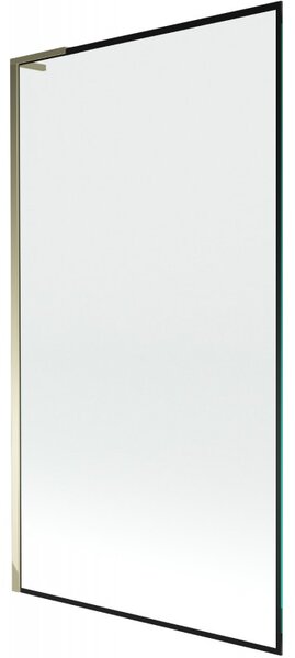 Mexen Next L, 1 szárnyú kádparaván 100 x 150 cm, 6mm átlátszó üveg-fekete mintás, arany fényes profil, 895-100-000-03-70-50
