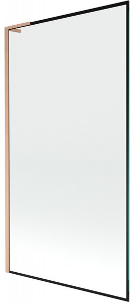 Mexen Next L, 1 szárnyú kádparaván 100 x 150 cm, 6mm átlátszó üveg-fekete mintás, rézprofil, 895-100-000-03-70-65