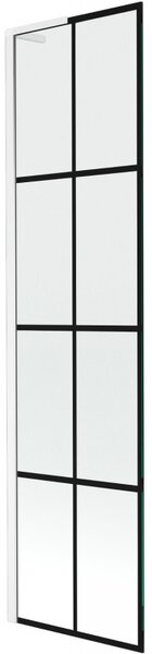 Mexen Next L, 1 szárnyú kádparaván 50 x 150 cm, 6mm átlátszó üveg-fekete mintás, fehér profil, 895-050-000-03-77-20
