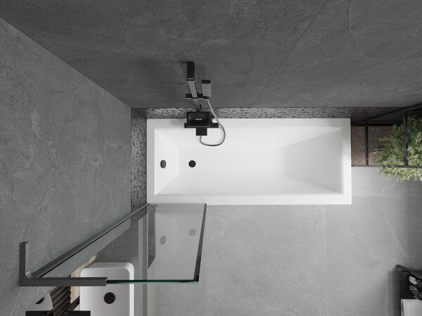 Mexen Next L, 1 szárnyú kádparaván 50 x 150 cm, 6mm átlátszó üveg-fekete mintás, grafit profil, 895-050-000-03-70-95