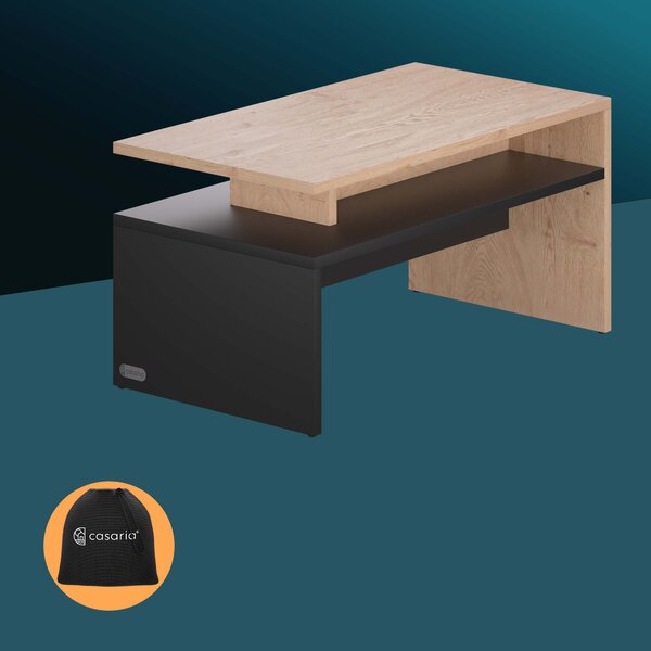Casaria® Sacramento dohányzóasztal 92x50x47 cm - natúr/antracit