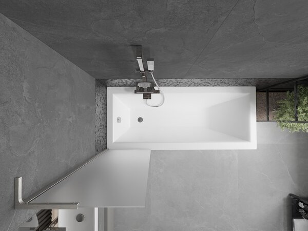 Mexen Next L, 1 szárnyú kádparaván 50 x 150 cm, 6 mm matt üveg, 6 mm átlátszó üveg, csiszolt acél profil, 895-050-000-03-30-97
