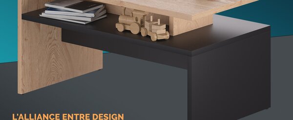 Casaria® Sacramento dohányzóasztal 92x50x47 cm - natúr/antracit