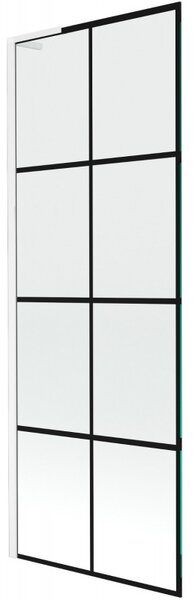 Mexen Next L, 1 szárnyas kádparaván 70 x 150 cm, 6mm átlátszó üveg-fekete mintás, fehér profil, 895-070-000-03-77-20