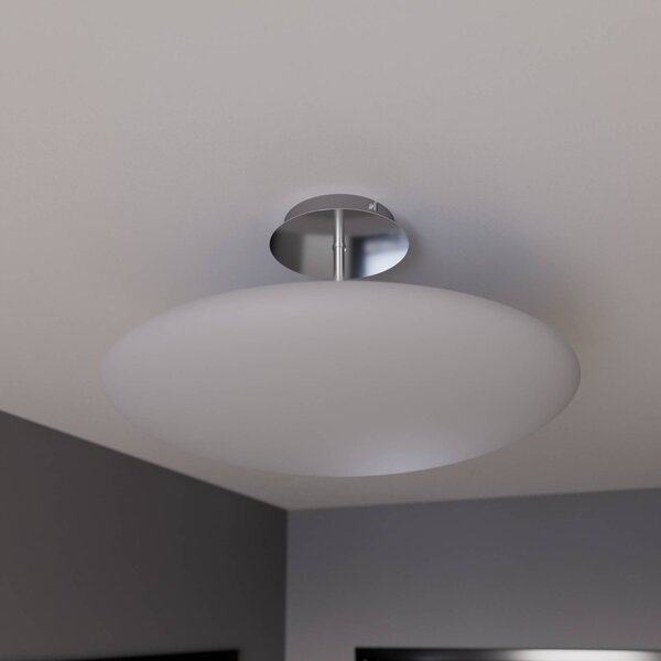 Lindby LED mennyezeti világítás Gunda, fehér, üveg, Ø 48 cm, dimmelhető, dimmelhető, Fehér / opál, Nappali / Étkező, Üveg, Modern