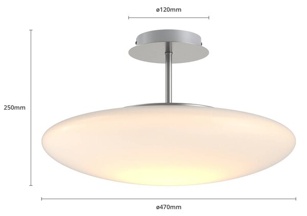 Lindby LED mennyezeti világítás Gunda, fehér, üveg, Ø 48 cm, dimmelhető, dimmelhető, Fehér / opál, Nappali / Étkező, Üveg, Modern