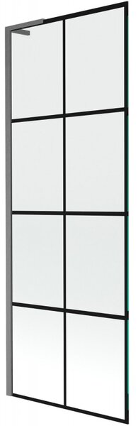 Mexen Next L, 1 szárnyú kádparaván 70 x 150 cm, 6mm átlátszó üveg-fekete mintás, grafit profil, 895-070-000-03-77-66
