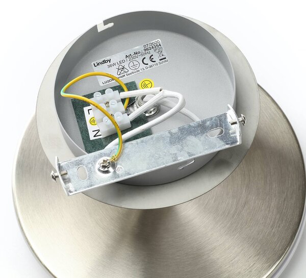 Lindby LED mennyezeti világítás Gunda, fehér, üveg, Ø 48 cm, dimmelhető, dimmelhető, Fehér / opál, Nappali / Étkező, Üveg, Modern