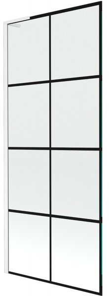 Mexen Next L, 1 szárnyas kádparaván 80 x 150 cm, 6mm átlátszó üveg-fekete mintás, fehér profil, 895-080-000-03-77-20