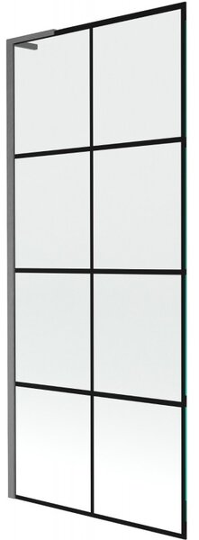 Mexen Next L, 1 szárnyas kádparaván 80 x 150 cm, 6mm átlátszó üveg-fekete mintás, grafit profil, 895-080-000-03-77-66