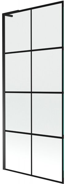 Mexen Next L, 1 szárnyas kádparaván 80 x 150 cm, 6mm átlátszó üveg-fekete mintás, fekete profil, 895-080-000-03-77-70