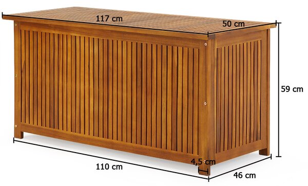 ACACIA fa tárolódoboz, 117x50x59cm, természetes barna Jurhan