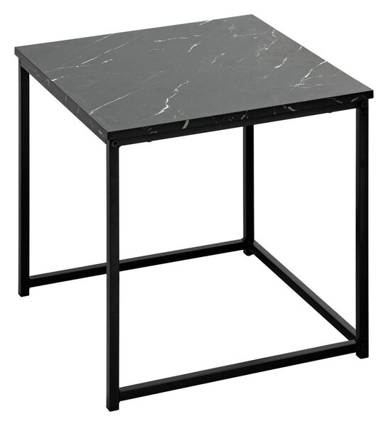 Dohányzóasztal 2 db-os szett, egymásba rakható, fa-fém, 40/36 cm, márványhatású fekete lap – FERVELLE