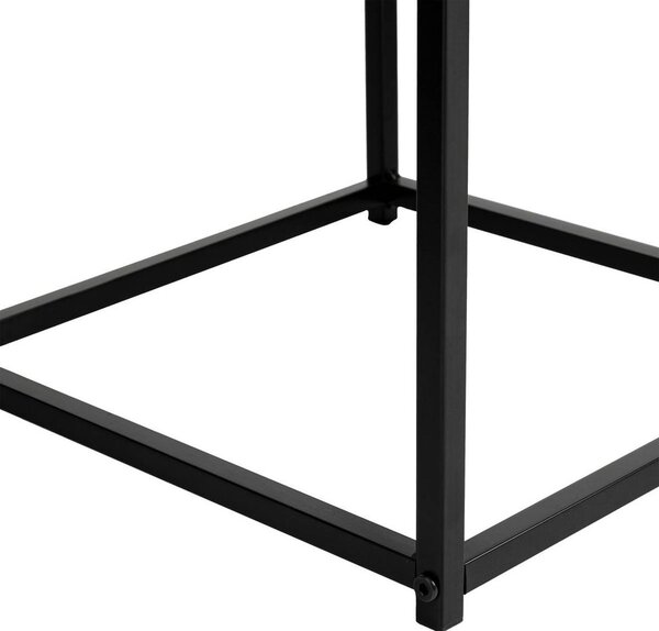Dohányzóasztal 2 db-os szett, egymásba rakható, fa-fém, 40/36 cm, márványhatású fekete lap – FERVELLE