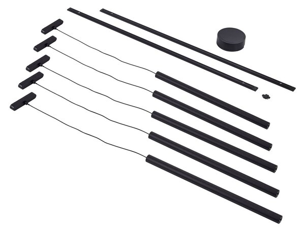 Lindby Sínrendszer 48V Lumaro, függesztett, 5 izzós, fekete, dimmelhető, dimmelhető, Fekete, Nappali / Étkező, Alumínium, Modern