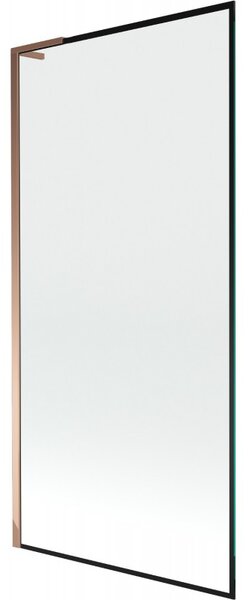 Mexen Next L, 1 szárnyú kádparaván 90 x 150 cm, 6mm átlátszó üveg-fekete mintás, rózsa arany profil, 895-090-000-03-70-60