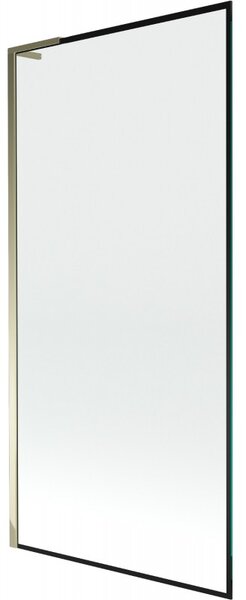 Mexen Next L, 1 szárnyas kádparaván 90 x 150 cm, 6mm átlátszó üveg-fekete mintás, arany fényes profil, 895-090-000-03-70-50
