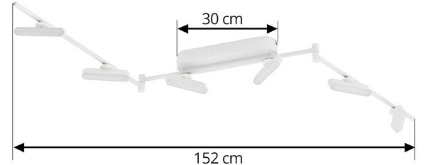 Lindby LED-es reflektor Eldrin, fehér, 6-fényes, fénycsík, fényszalag, dimmelhető, Fehér / opál, Nappali / Étkező, fém, Modern