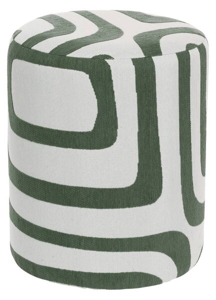 Puff kerek, mintás szövet, 40x36 cm, cédruszöld/bézs – FENOURA