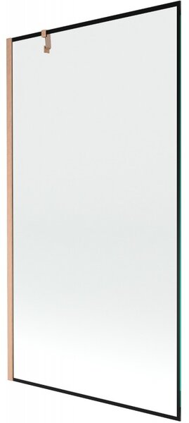 Mexen Next, 1 szárnyas kádparaván 100 x 150 cm, 6 mm átlátszó üveg - fekete mintás, réz matt, 895-100-000-00-70-65