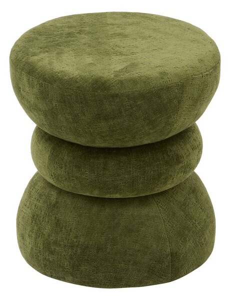 Puff kerek, zsenília szövet, 38,5x36 cm, khaki zöld – BELLONDE