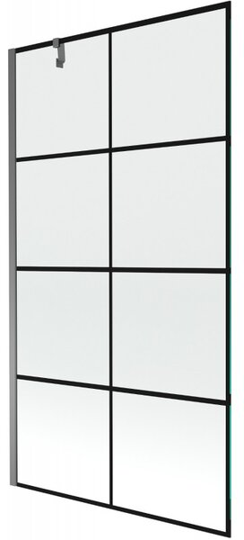 Mexen Next, 1 szárnyas kádparaván 100 x 150 cm, 6 mm átlátszó üveg - fekete mintás, grafit, 895-100-000-00-77-95