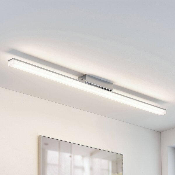 Lindby LED fürdőszobai mennyezeti lámpa Levke, 100 cm, fényerőszabályzó, IP44, dimmelhető, Fehér / opál, Fürdőszoba, fém, Modern