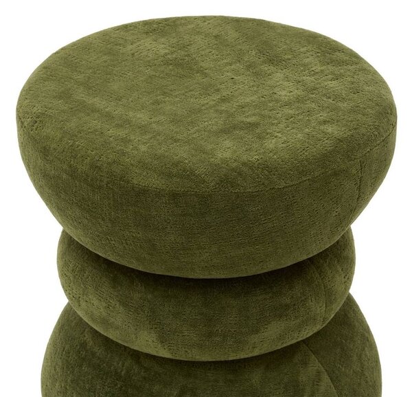 Puff kerek, zsenília szövet, 38,5x36 cm, khaki zöld – BELLONDE