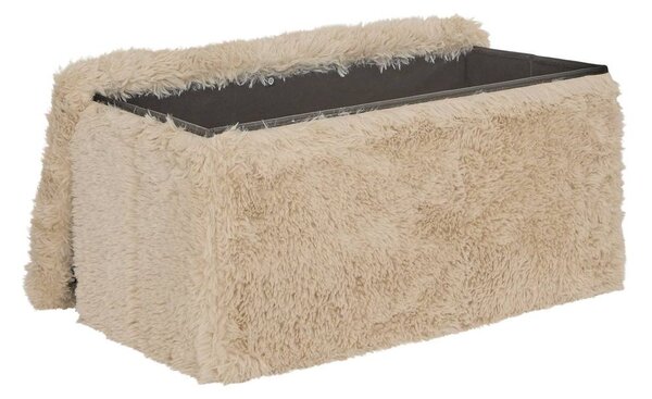 Összehajtható tárolós pad, szőrme, 76x38 cm, bézs – GRIZLI