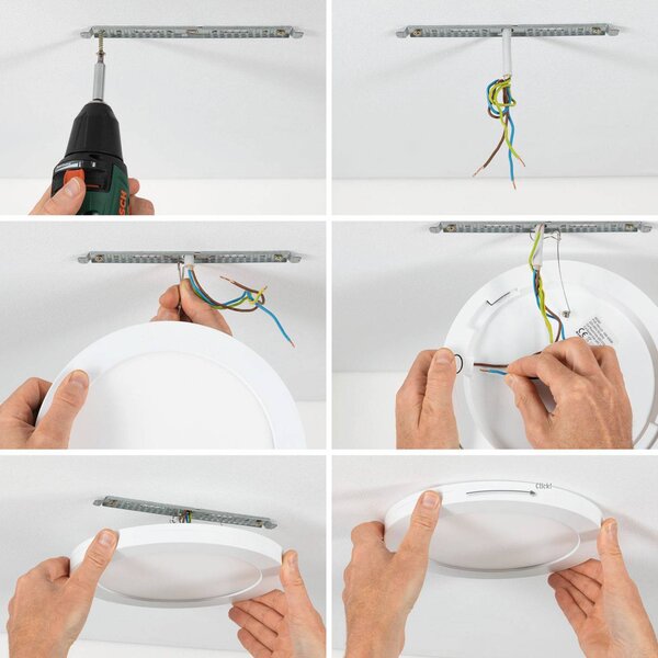 Paulmann fedél LED szerelőpanellel 4 000 K 22,5 cm, Fehér / opál, Nappali / Étkező, Műanyag