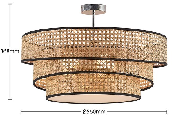 Lucande Elowen mennyezeti lámpa, Ø 56 cm, rattan, bambusz, dimmelhető, Világos fa, Nappali / Étkező, Bambusz, Modern