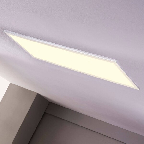 Lindby LED panel Livel, CCT, 120 cm x 30 cm, távirányítóval, dimmelhető, Alu / szürke / cink, Konyha, Műanyag, Modern
