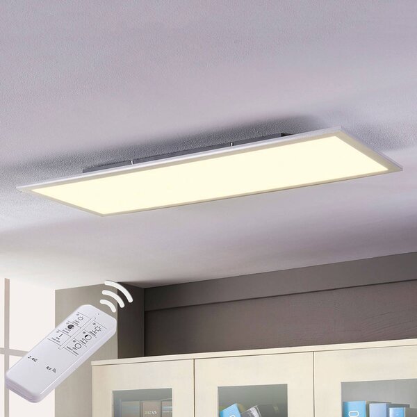 Lindby LED panel Livel, CCT, 120 cm x 30 cm, távirányítóval, dimmelhető, Alu / szürke / cink, Konyha, Műanyag, Modern