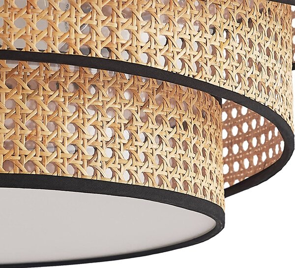 Lucande Elowen mennyezeti lámpa, Ø 56 cm, rattan, bambusz, dimmelhető, Világos fa, Nappali / Étkező, Bambusz, Modern