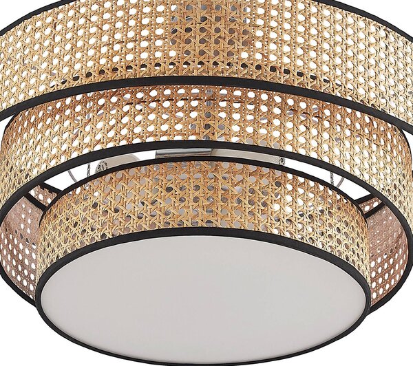 Lucande Elowen mennyezeti lámpa, Ø 56 cm, rattan, bambusz, dimmelhető, Világos fa, Nappali / Étkező, Bambusz, Modern