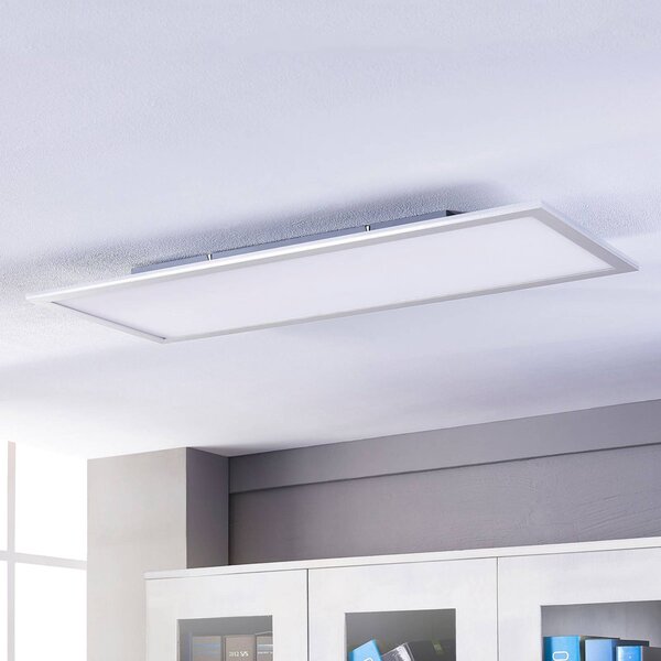 Lindby LED panel Livel, CCT, 120 cm x 30 cm, távirányítóval, dimmelhető, Alu / szürke / cink, Konyha, Műanyag, Modern