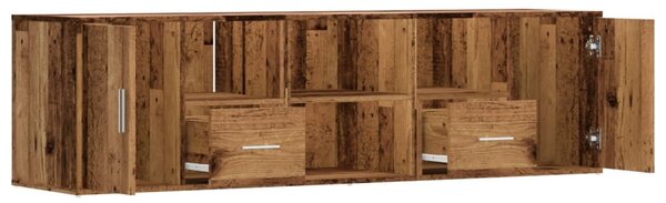 Antik fa színű szerelt fa sarokszekrény 160 x 40 x 45 cm