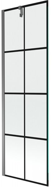 Mexen Next, 1 szárnyú kádparaván 60 x 150 cm, 6mm átlátszó üveg - fekete mintás, grafit, 895-060-000-00-77-95