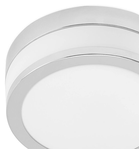 Lindby Flavi mennyezeti lámpa, Ø 23 cm, króm, üveg, IP44, E27, dimmelhető, Króm / ezüst, Fürdőszoba, Üveg, Modern