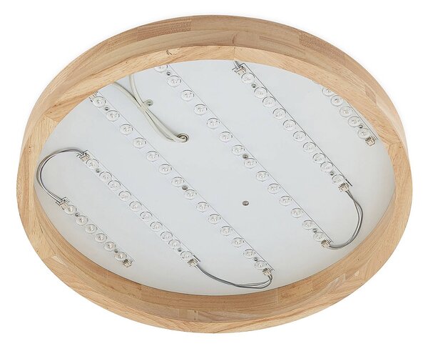 Lindby LED mennyezeti lámpa Lanira, Ø 50 cm, fa, távirányító, CCT, dimmelhető, Világos fa, Nappali / Étkező, Fa, Modern