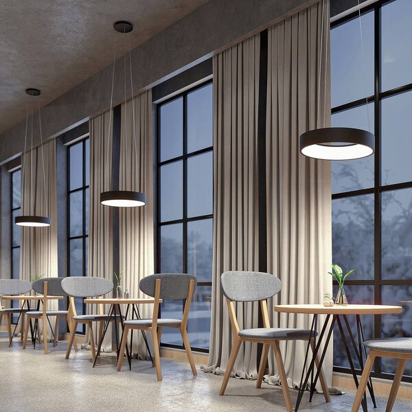 Arcchio LED lógó lámpa Aleksi, Ø 45 cm, fekete, fém, CCT, dimmelhető, Fekete, Konyha, fém, Modern