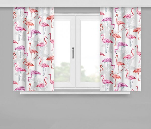 Dekorációs drapériák fehér színben, flamingókkal Szélesség: 160 cm | Hossz: 170 cm