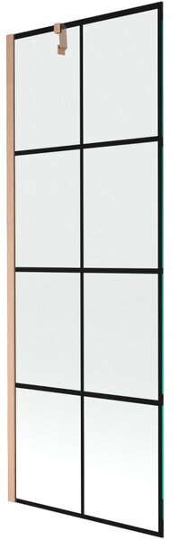 Mexen Next, 1 szárnyas kádparaván 70 x 150 cm, 6mm átlátszó üveg - fekete mintás, réz matt, 895-070-000-00-70-77