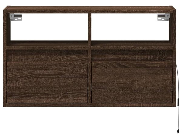 Barna tölgyszínű fali TV-szekrény LED-del 80 x 31 x 45 cm